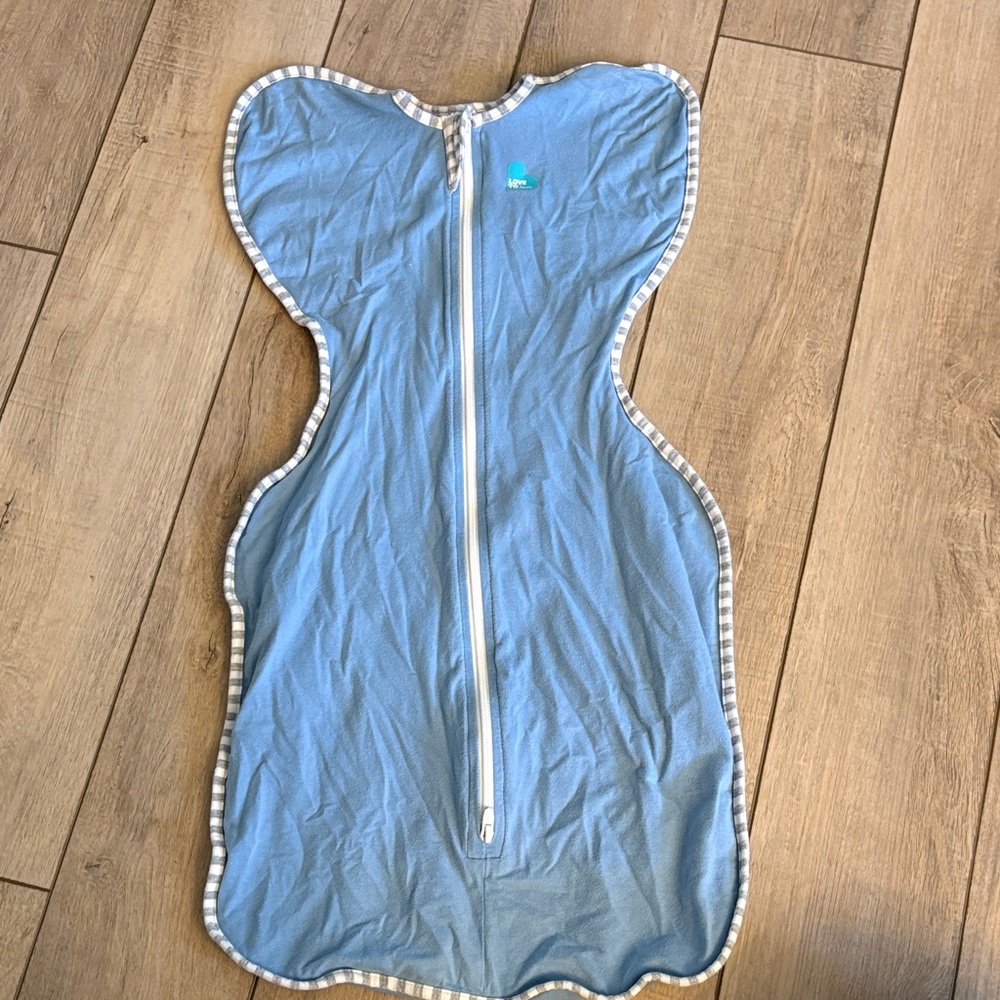 Love to Dream Sky Blue Sleep Sack with Checkered Trim